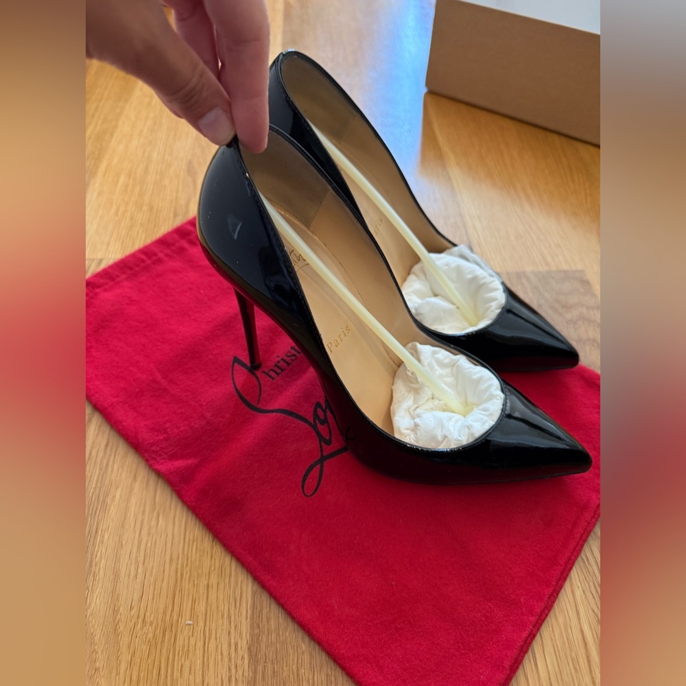 Christian Louboutin Black Patent Leather Pointed-Toe Stiletto Heels
